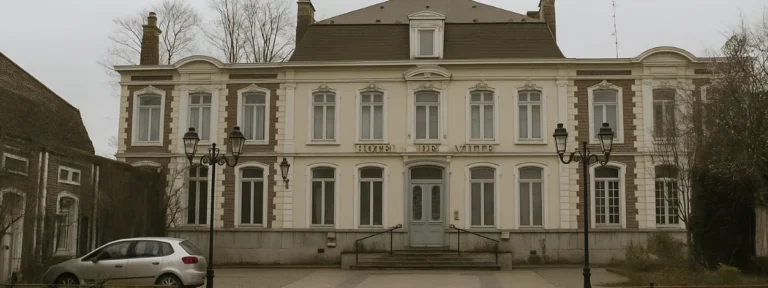 Façade de la mairie de Bousbecque avec son architecture classique, illustrant la zone d’intervention d’Élagage Tourcoing.