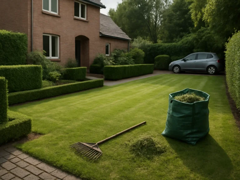 Jardin fraîchement tondu avec ramassage des déchets verts, prestation éligible au crédit d’impôt à Tourcoing – Elagage Tourcoing