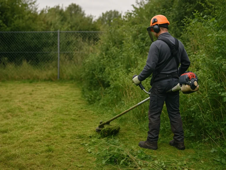 Intervention de débroussaillage dans un jardin résidentiel à Tourcoing