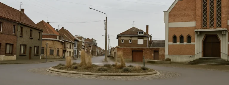 Vue du centre d’Halluin avec ses bâtiments en briques rouges, zone couverte par Élagage Tourcoing