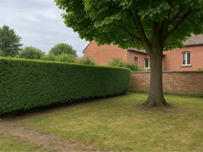 Vue d’un jardin parfaitement tondu et entretenu à Tourcoing