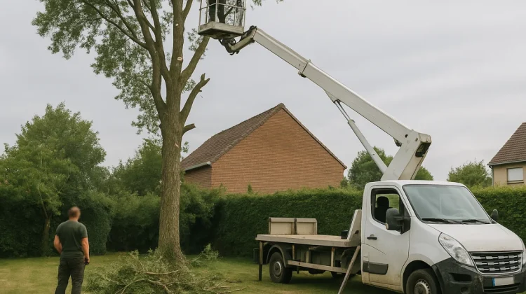 Travaux d’élagage d’arbre avec nacelle élévatrice à Tourcoing