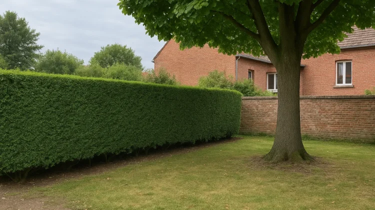 Vue d’un jardin parfaitement tondu et entretenu à Tourcoing